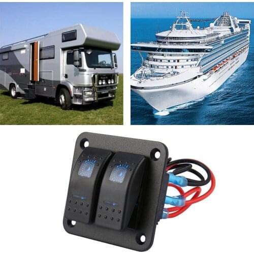 2/3 Gang Boat Switch Panel Toggle Digital Voltmeter 5 Pin ON/Off Pre-Wired Rocker Switch Holder for Automotive Car Marine Boat