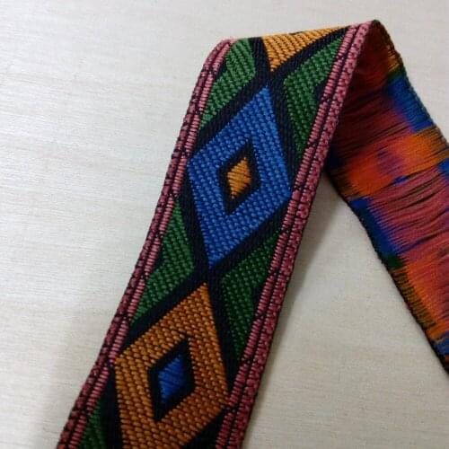 2.5cm 25mm 1' Green Blue Orange Rhombus Classical Handmade Costume Ethnic Trim Bedding Laciness National Jacquard Ribbon Webbing