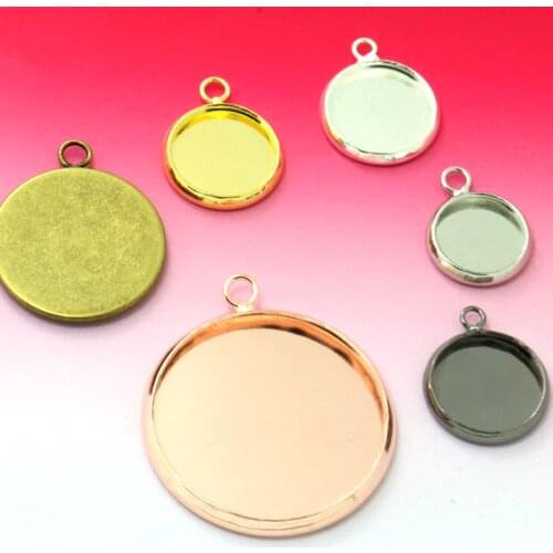 20pcs 10 12 14 16 18 25mm Pendant Blank Bezel base Setting Tray for Cameo Cabochons DIY Handmade Jewelry Single Circle Fittings