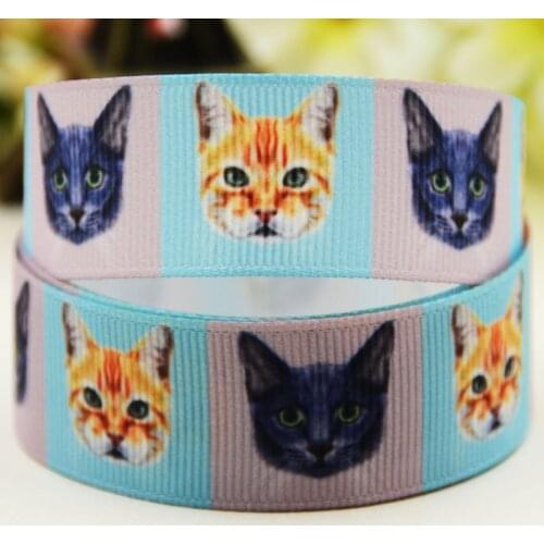 22mm 25mm 38mm 75mm Cat Cartoon printed Grosgrain Ribbon party decoration 10 Yards X-03805