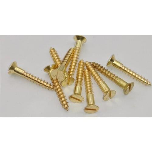 30Pcs M2 M2.5 M3 M3.5 M4 Brass Slotted countersunk head screws flat self-tapping wood bolt 6mm-40mm Length