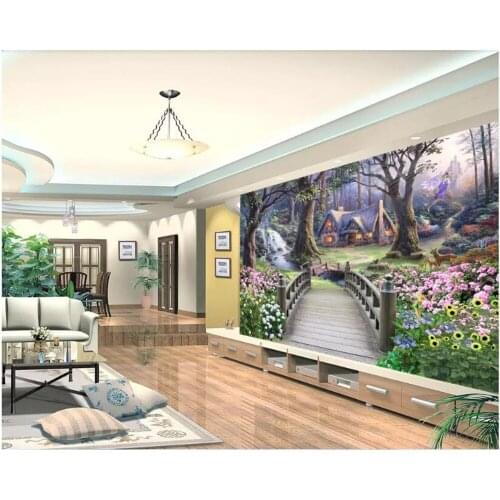 Beibehang brick wallpaper 3d Wallpaper fantasy fairy oil painting home decoration bedside background 3d living room wallpaper