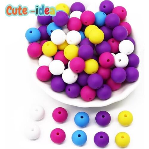 Cute-idea 9mm 500pcs Silicone Beads Round Baby Teether Eco-friendly BPA Free Baby Teething Pacifier Chain Bead silicone rodents