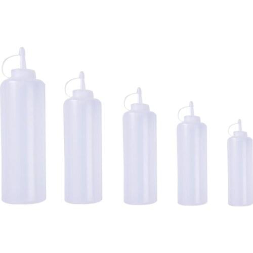 6,8,9,13,18,24oz Environment-friendly Transparent Kitchen Plastic Squeeze Bottle Dispenser For Sauce Vinegar Oil Ketchup