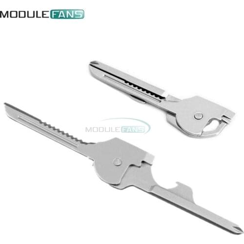 6 in 1 Utili Key Tool Keyring Keychain Multifunction Stainless Steel