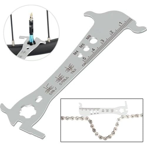 6 In 1 Bike Bicycle Chain Checker Wear Bolt Measurement Speeds Stainless Steel Indicator Chain Hook