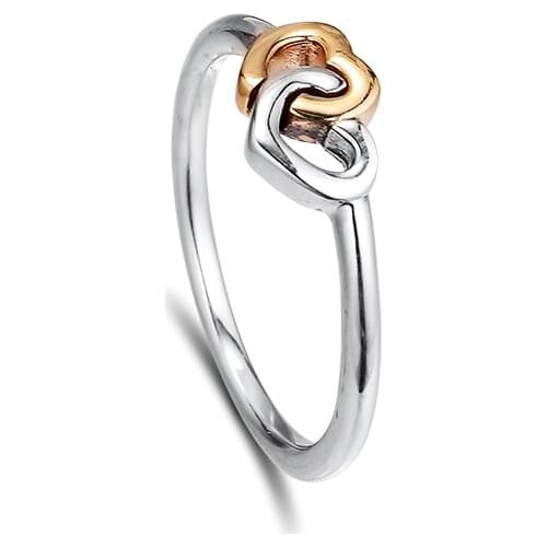 925 Sterling Silver Entwined Heart Ring with Cubic Zirconia For DIY Jewelry Women Valentines Day Gift