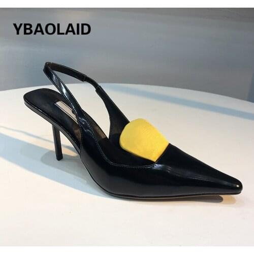 New Solid Color Cat Heel Strap Sexy Toe Cap Sandals Fashionable Pointed Toe Shallow Mouth Low Cut Foot French High Heels