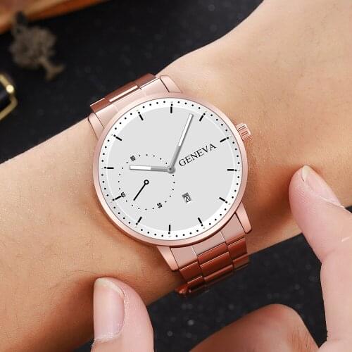 Business Mens Digital Monocular Roman Scale Calendar Quartz Round Large Dial Mens Steel Band Wrist Watch Relogio Masculino