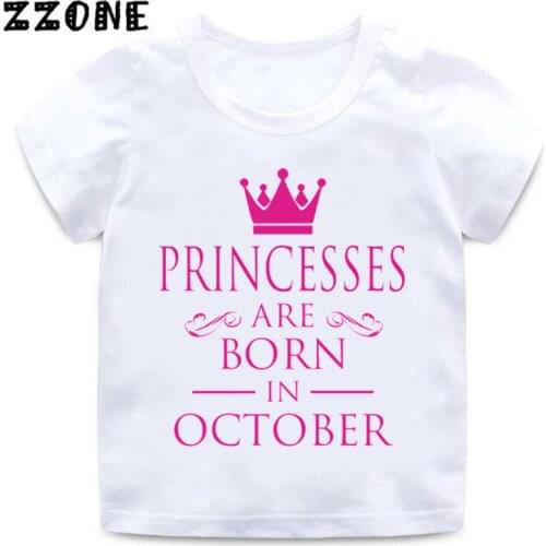 Baby Girls Birthday Princess Are Born In JAL-DEC Print T shirt Kids Funny Clothes Children Short Sleeve O-Neck T-shirt,HKP5330