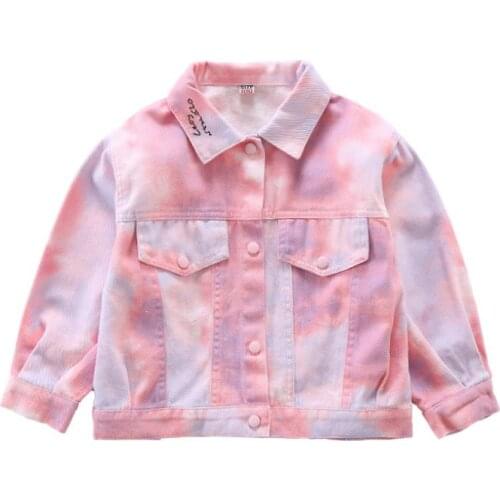 Kids Denim Jackets for Girls Baby Coats Autumn Spring 2021 New Fashion Sweet Shade Dyeing Clothes Outwear Children Clothing
