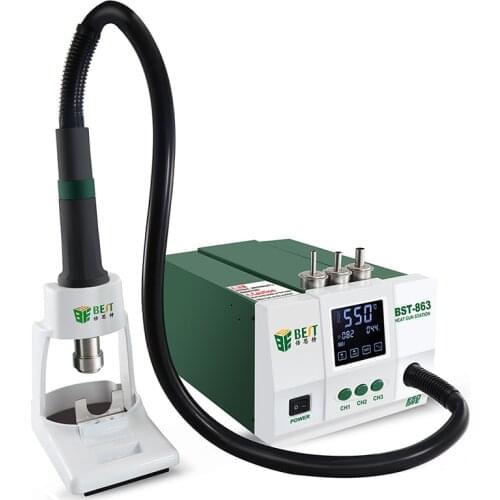 BST 863 1200W Heating in seconds Hot Air Gun Power Tools Industrial Dual Temperature 110/220V With 3PCS Nozzle Electric Heat Gun