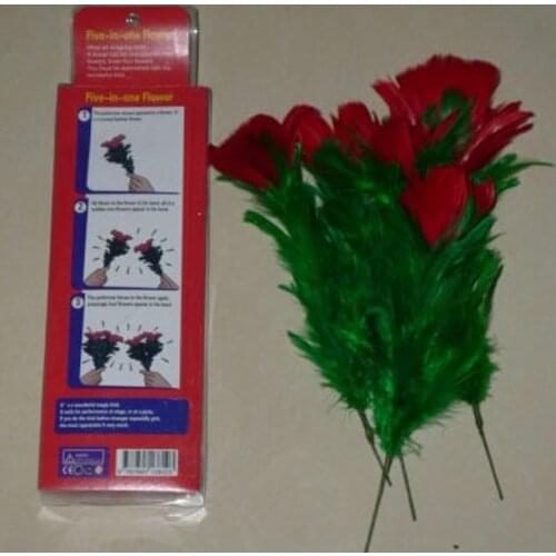 Five in One Flower - Feather one flower to five (Red/Yellow Color Available) Magic Tricks Close Up Gimmick Props Accessories