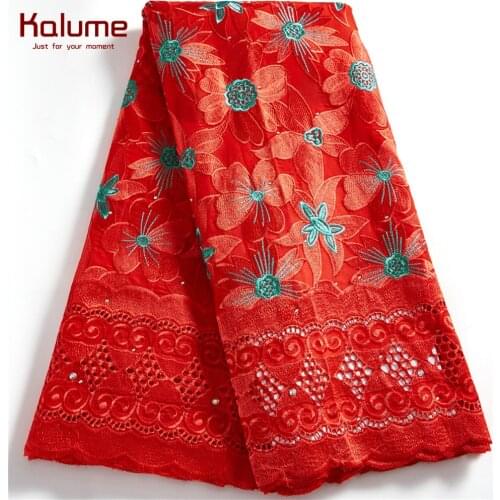 Kalume Cotton African Lace Fabric 2021 Swiss Voile Nigerian Lace Fabric Embrodiery High Qulity For Sewing Party Dress F2522