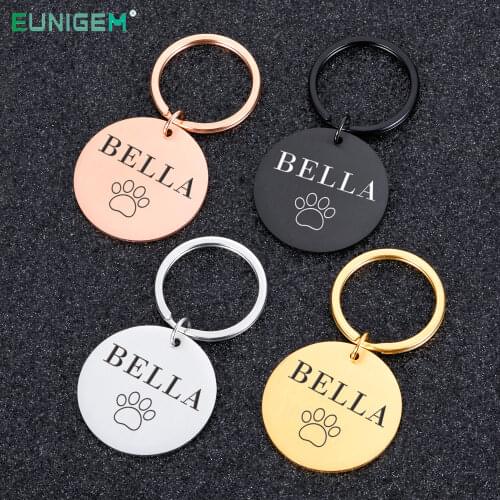 Pets ID Tag Personalized Keychain Customized Dog Collar Keychains Name Tel Number Engraved Keyring for Puppy Pet Anti-lost