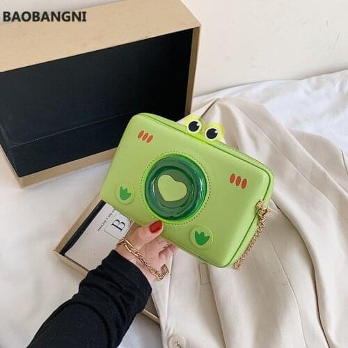 Kawaii Cartoon Frog Design Quality Pu Leather Womens Shoulder Bags Ladies Cute Printed Messenger Crossbody Bags Female Bolsas