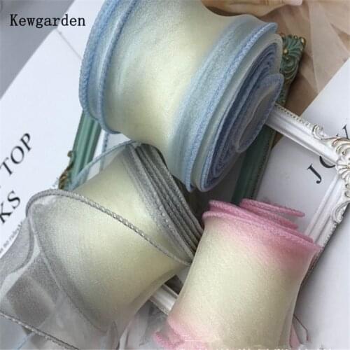 Kewgarden Handmade Crafts DIY Bow Hair Accessories Colors Organza Ribbons 2" 5.5cm Gift Packing Wholesale 25 Yards