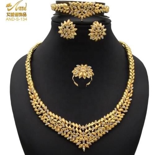 ANIID Necklace Sets African Dubai Jewelery Wedding Designer Earrings For Women Indian Bride Bracelet Gold High Quality Design