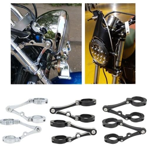 Motorcycle Headlight Bracket Mount Clamp Adjustable Fork Spotlight Holder For 39-41mm Harley Cruiser Cafe Racer Chopper Bobber