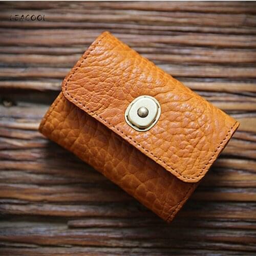 High-Grade Genuine Leather Card Holder Men Small Zipper Wallet Coin Purse Women Accordion Design ID Business Credit Card Bag