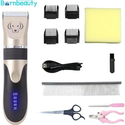 Dog Pet Hair Trimmer Rechargeable Electrical Low-noise Dog Cat Hair Clipper Cutter Animal Grooming Set Hard Box Packing 110-240V