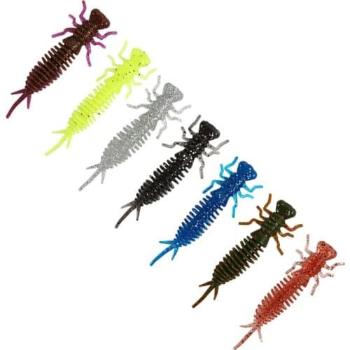 10pcs/8pcs Hot Sale Larva Soft Bait 5.5cm/7.5cm/10cm Trout Bass Perch Panfish Fishing Insect Imitation Lures Dragonfly Nymph