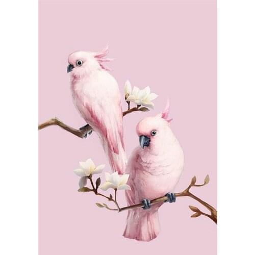 Full square diamond embroidery kit 5D diamond painting pink parrot DIY mosaic artist home decoration
