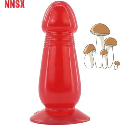 NNSX Mushroom shape penis With Suction Cup Large wine red dildo pvc material sex toys adult products Butt Plug for women men sex