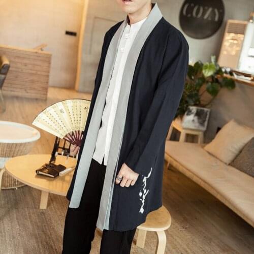 Chinese Style Clothes Retro Cardigan Coat Mens Clothes Chinese Meditation Clothes Han Suit Cape Mens Windbreaker Tang Suit Men