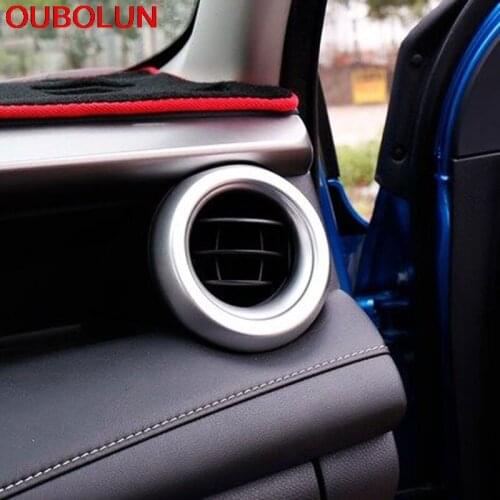 OUBOLUN ABS Matte Chrome For Toyota RAV4 RAV 4 2016 Decoration Air Vent Frame Cover Trim Car Styling 2Pcs/Set