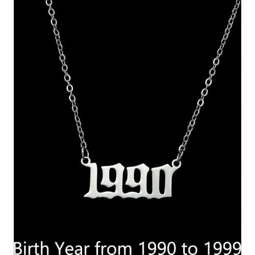 Lyvior Gold Stainless Steel 1990 To 1999 Birth Year Number Pendant Necklace 90S Birthday Anniversary Jewelry for Women Girls