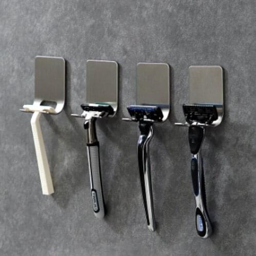 1PCS Manual Razor Stands Hanging Rack Suction Cup Shaver Holder Waterproof Wallmounted Stainless Steel Hook For Bathroom 2020