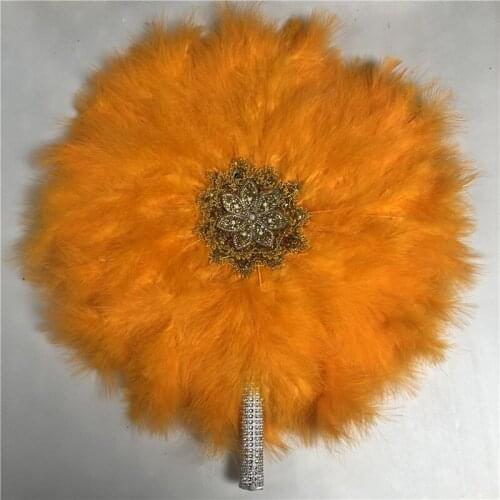 Custom African Wedding Feather Bride Hand Held Fan with Pearl Lace Handmade Wedding Feather Photo Props Wedding Favors Wholesale