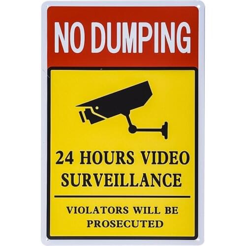 Warning No Dumping Video Surveillance Violators Will Be Prosecuted - 8x 12 inch Metal Sign Decor