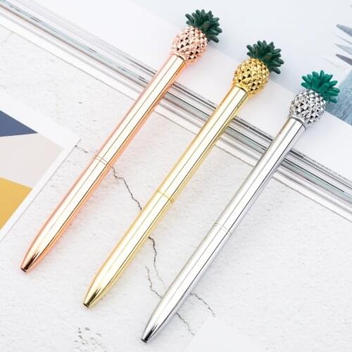 Pineapple Shape Ballpoint Pen Metal Material Ball Pens For School Office Creative Gift Stationery Silver Rose Gold Silver Pens