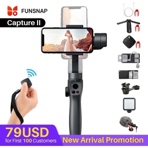 Funsnap Capture 2 3 Axis Smartphone Handled Gimba for IOS Andriod Gopro 7 6 5 Action Camera Stabilizer vs Feiyu Zhiyun smooth 4