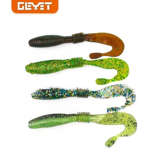 5Pcs Soft Worm Lures Curly Silicone tail 110mm 7.8g Wobblers Swimbait Double Color Bait Bass Sea Fishing Tackle