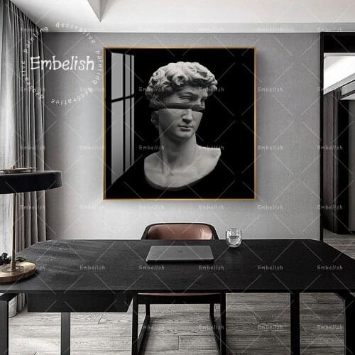 Embelish Michelangelos David bust sliced in two Modern Home Decor Wall Posters Living Room Pictures HD Print Canvas Paintings