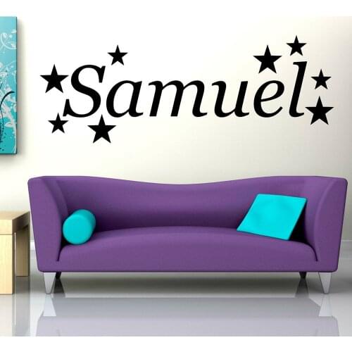 Personalised Stars Name Wall Sticker Vinyl Boys Girls Custom Name Wall Decal for Nursery Home Childs Bedroom Decor Mural X054