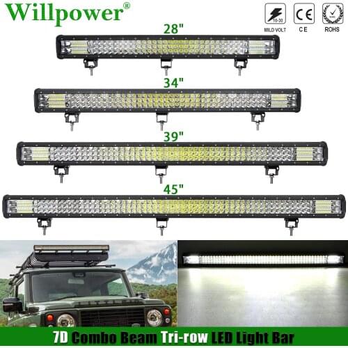 Offroad Roof 28" 39" 44" 3 Row LED Light Bar Car Lights For Jeep Dodge Chevy 4x4 4WD Truck Pickup Driving Fog Lightbar LED Bar