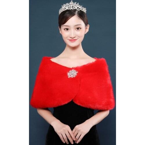 Fur Faux Winter Bolero Women Bridal Shawl Wedding Cape Black In Stock Bridal Cloaks Wedding Coat Cheap Jacket For Evening Party