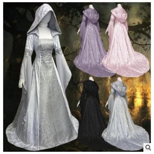 New arrival Renaissance Medieval Costume Princess Boho Victorian Dress Women Vintage Hooded Dress Gothic Dress Halloween costume