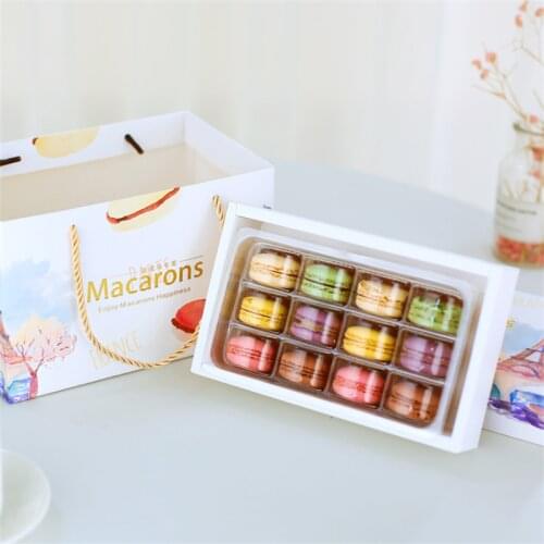 10sets 12 Holes Macaron Packaging Box Bag for Valentines Day Chocolate Candy Lover Gift Box DIY Dessert Packaging Logo Custom