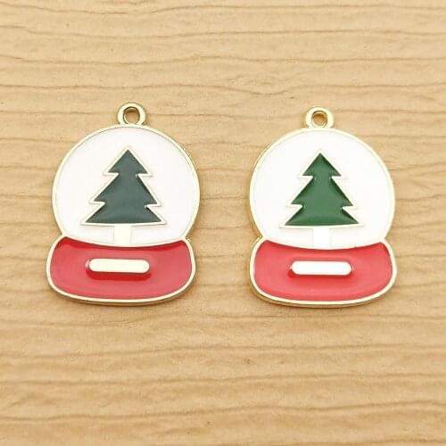 10pcs 17x24mm enamel christmas tree charm for jewelry making and crafting earring pendant necklace and bracelet charm