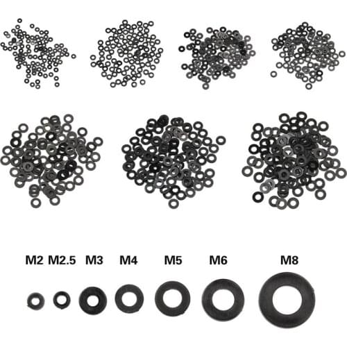 100Pcs/Set M2 M2.5 M3 M4 M5 M6 M8 Black Plastic Nylon Washer Plated Flat Spacer Washer Gasket