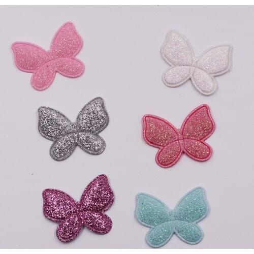 100pcs/Lot 3x2.5cm Glitter Butterfly Felt Padded Applique for DIY Children headwear Accessories And DIY Craft Decoration