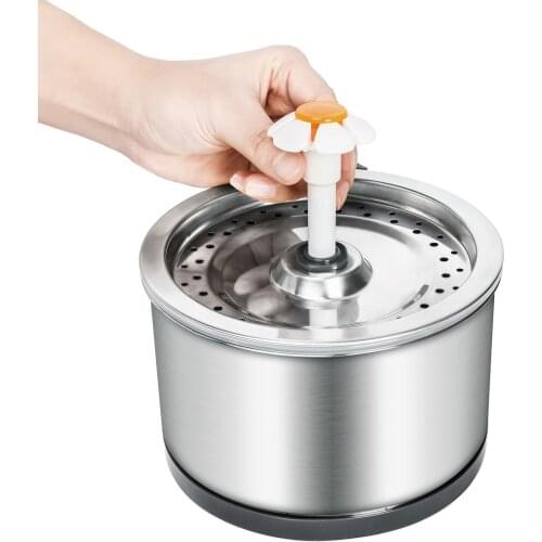 2.5L Stainless Steel Cat Water Fountain Ultra Quiet Pump With Blue LED Light And 3 Water Flow Modes Pet Watering Fountain