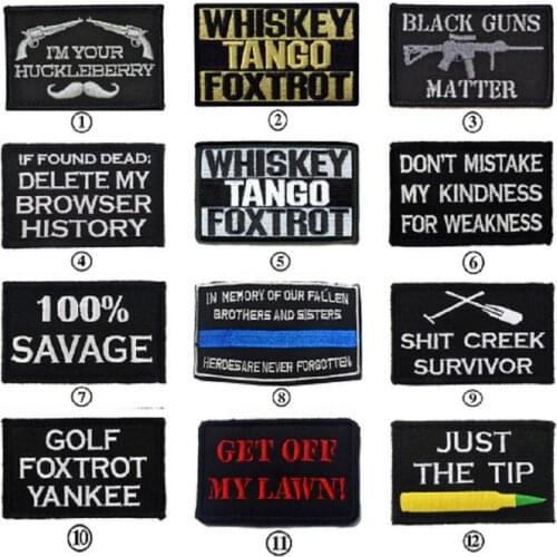 3D Embroidery Magic Stickers English Personality Get Off My Lawn Patch Badges Whiskey Tango Foxtrot Patch SAVAGE Patches