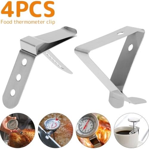 4Pcs/Set Stainless Steel Barbeque Thermometer Probe Clip Holder Coffee Cup Clip Preventing Scald Practical Kitchen Accessories