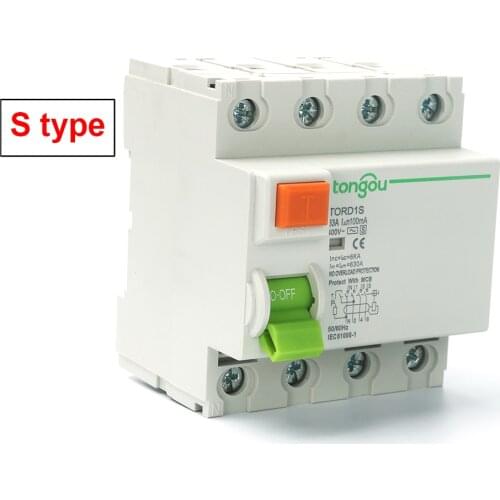 4P S Type RCCB Time Delayed RCD ELCB Delay Type Differential Switch Electromagnetic Circuit Breaker